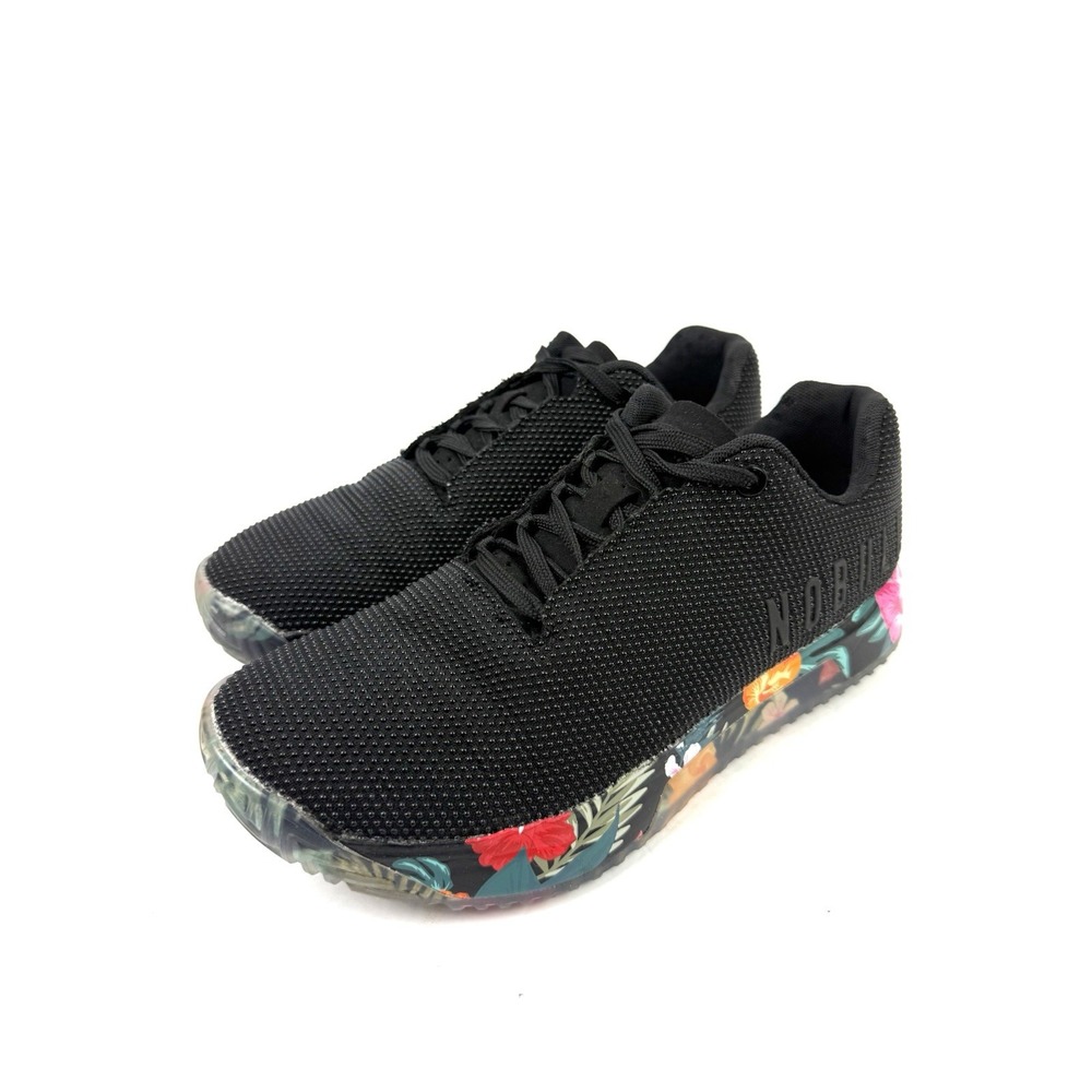 NoBull Superfabric Trainers 8.5 Womens Black Floral CrossFit Shoes Sneakers